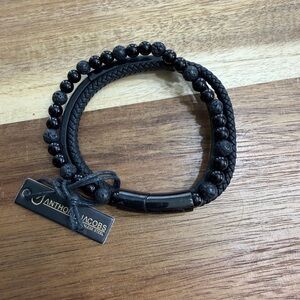 Anthony Jacobs Black Beaded Bracelet